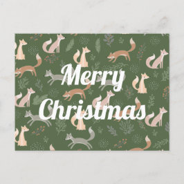 Naadloze fox Winter Branches en Leaves Pattern Briefkaart