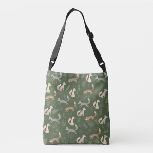 Naadloze fox Winter Branches en Leaves Pattern Crossbody Tas (Achterkant)