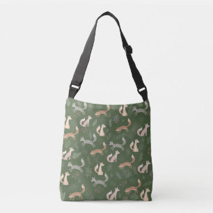 Naadloze fox Winter Branches en Leaves Pattern Crossbody Tas