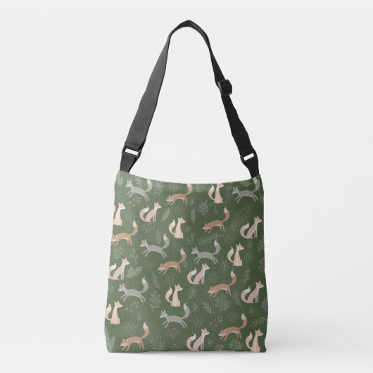 Naadloze fox Winter Branches en Leaves Pattern Crossbody Tas (Voorkant)