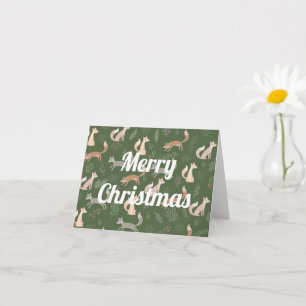 Naadloze fox Winter Branches en Leaves Pattern Kaart