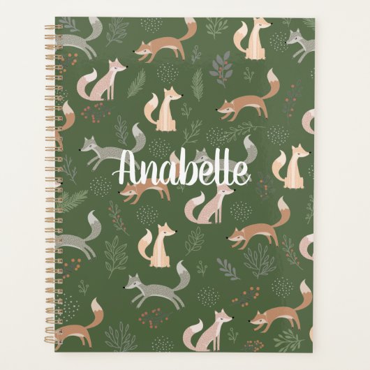 Naadloze fox Winter Branches en Leaves Pattern Planner (Voorkant)