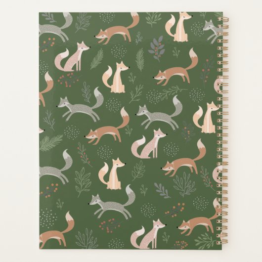 Naadloze fox Winter Branches en Leaves Pattern Planner (Achterkant)