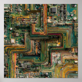 Naadloze Gebroken Tech: Gebogen Printplaten  Poster