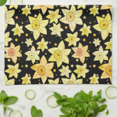 Naadloze gele Waterverf Daffodil & Stippen Patroon Theedoek (Gevouwen)