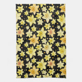 Naadloze gele Waterverf Daffodil & Stippen Patroon Theedoek (Verticaal)