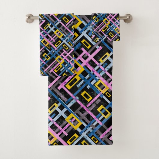 Naadloze geometrische heldere kleuren, rechthoekig bad handdoek (Insitu)