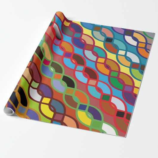 Naadloze geometrische multicolorketpatronen cadeaupapier (Uitgerold)
