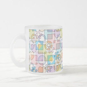 Naadloze geometrische vormen in pasteltinten vierk matglas koffiemok