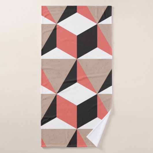 Naadloze geometrische zwarte witte koraal 3D vorme Badhanddoek (Badhanddoek)