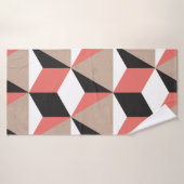 Naadloze geometrische zwarte witte koraal 3D vorme Badhanddoek (Badhanddoek)