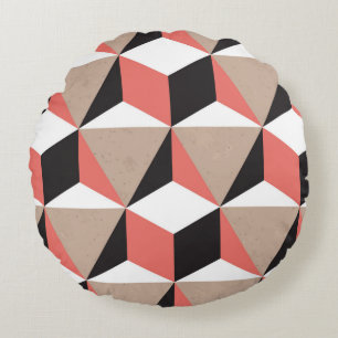 Naadloze geometrische zwarte witte koraal 3D vorme Rond Kussen