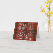Naadloze geruite kerstdecoratie Rood-wit Kaart (Gele Bloem)