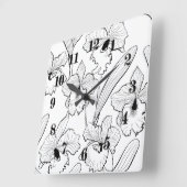 Naadloze geschetste orchidekat bloemen tropisch vierkante klok (Hoek)