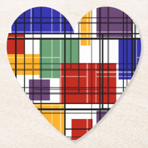 Naadloze gevarieerde vlakke geometrische vierkantj kartonnen onderzetters