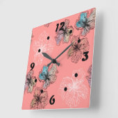 Naadloze gevlekte bloemen abstract moderne pa vierkante klok (Hoek)