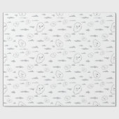 Naadloze Ghost en Wolken Halloween inpakpapier (Vlak)