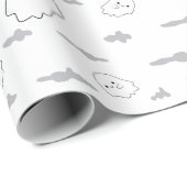 Naadloze Ghost en Wolken Halloween inpakpapier (Rol Hoek)