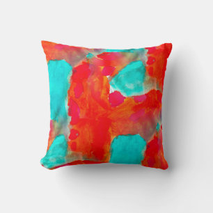 Naadloze giraffe, blauw, oranje waterverf kunstena kussen