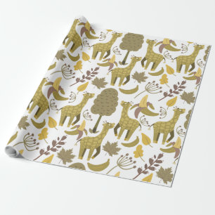 Naadloze Giraffe gele witte achtergrond Cadeaupapier