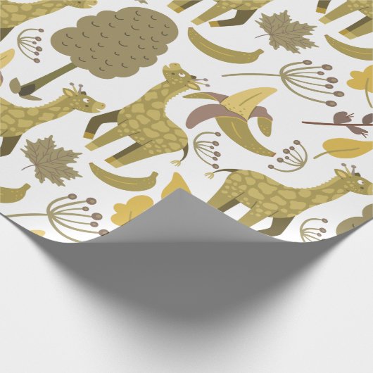 Naadloze Giraffe gele witte achtergrond Cadeaupapier (Hoek)
