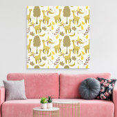 Naadloze Giraffe gele witte achtergrond Canvas Afdruk (Insitu (Woonkamer))