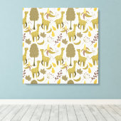 Naadloze Giraffe gele witte achtergrond Canvas Afdruk (Insitu (Houten vloer))