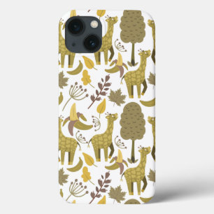 Naadloze Giraffe gele witte achtergrond Case-Mate iPhone Case