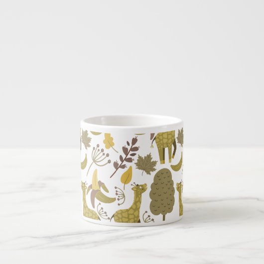 Naadloze Giraffe gele witte achtergrond Espresso Kop (Voorkant)