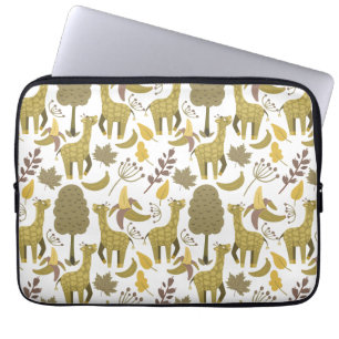 Naadloze Giraffe gele witte achtergrond Laptop Sleeve