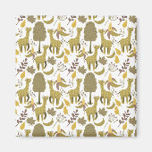 Naadloze Giraffe gele witte achtergrond Magneet (Voorkant)