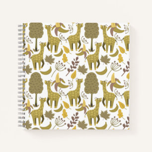 Naadloze Giraffe gele witte achtergrond Notitieboek