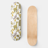 Naadloze Giraffe gele witte achtergrond Persoonlijk Skateboard (Voorkant)