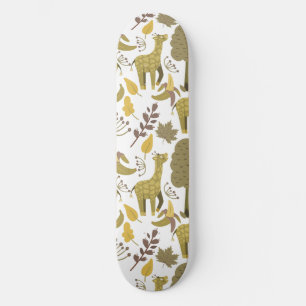 Naadloze Giraffe gele witte achtergrond Persoonlijk Skateboard
