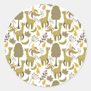 Naadloze Giraffe gele witte achtergrond Ronde Sticker