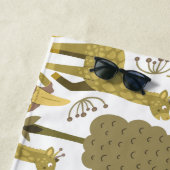 Naadloze Giraffe gele witte achtergrond Strandlaken (In situ)