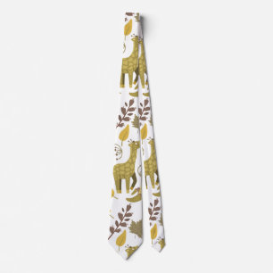 Naadloze Giraffe gele witte achtergrond Stropdas
