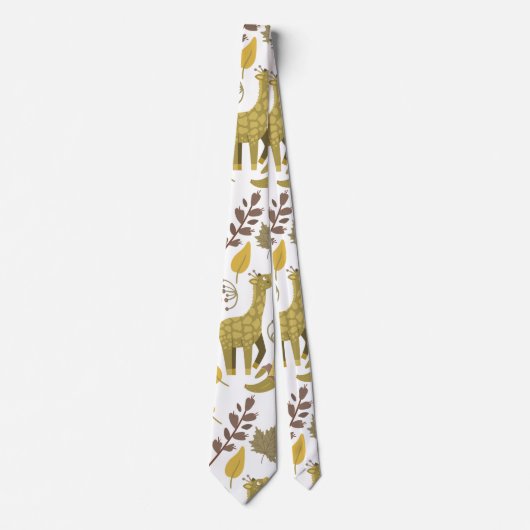 Naadloze Giraffe gele witte achtergrond Stropdas (Voorkant)