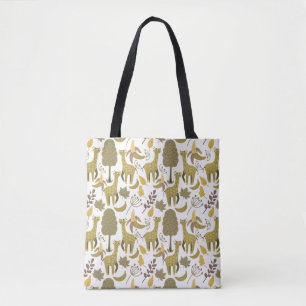 Naadloze Giraffe gele witte achtergrond Tote Bag