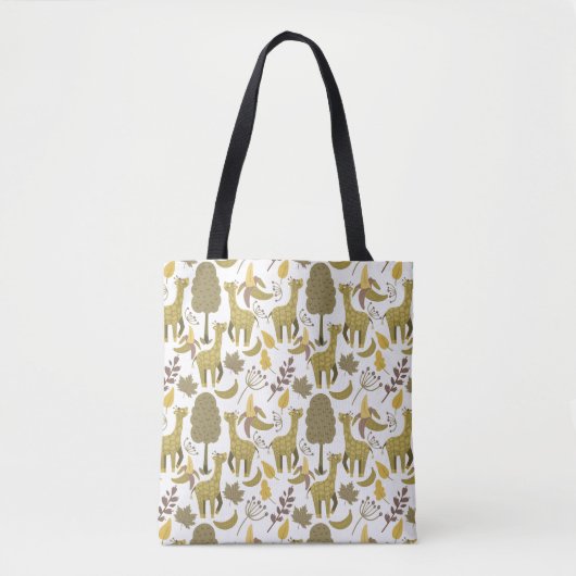 Naadloze Giraffe gele witte achtergrond Tote Bag (Voorkant)