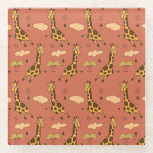 Naadloze Giraffe Patroon  Illustratie Glazen Onderzetter