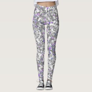 Naadloze glitter sparkles sequenschuimen zilver leggings