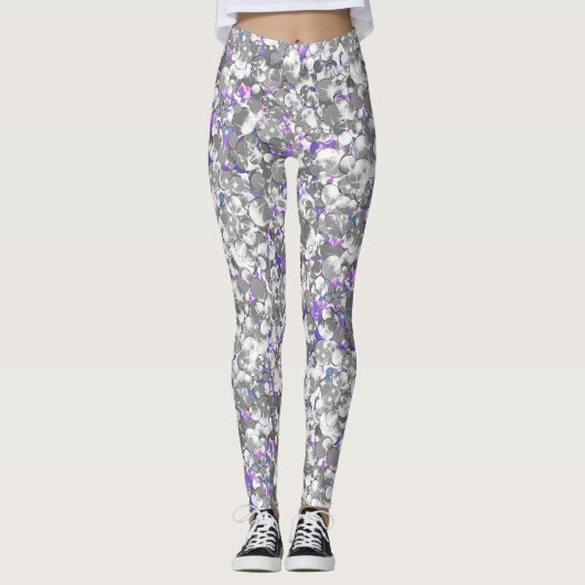 Naadloze glitter sparkles sequenschuimen zilver leggings (Voorkant)