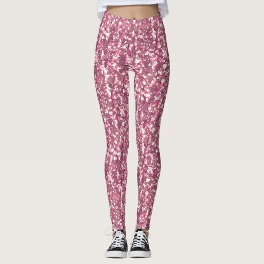 Naadloze glitter sparkles sequenschuimen zilver leggings (Voorkant)