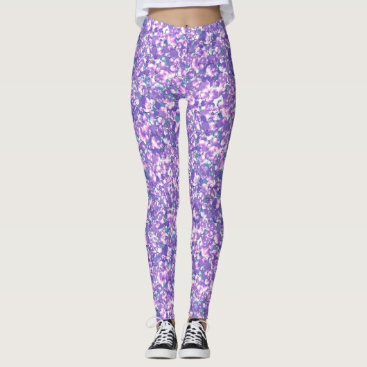 Naadloze glitter sparkles sequenschuimen zilver leggings (Voorkant)