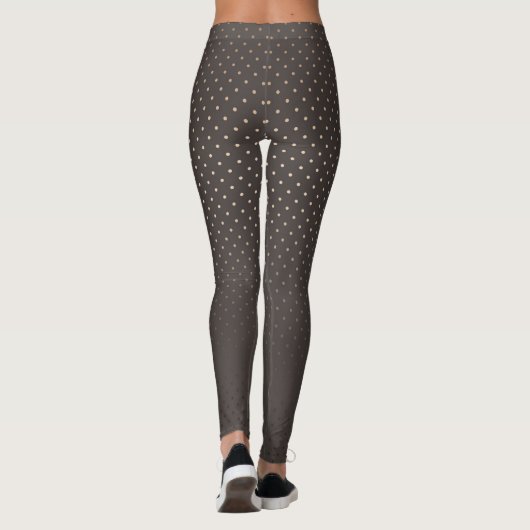 Naadloze gouden confetti cirkels bruine chocolade leggings (Achterkant)