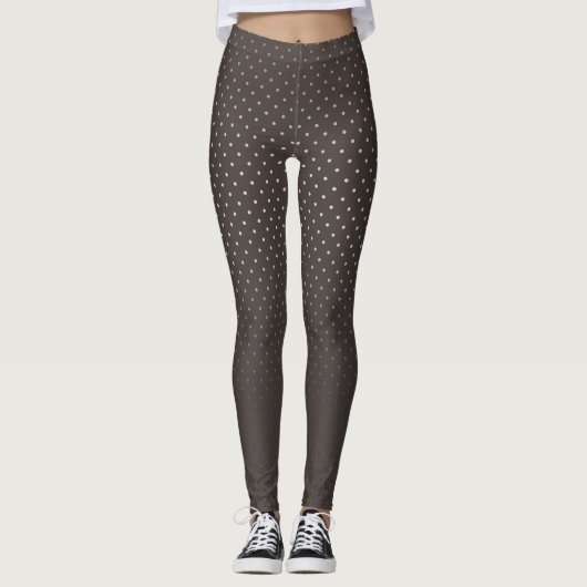 Naadloze gouden confetti cirkels bruine chocolade  leggings (Voorkant)