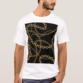 Naadloze gouden ketting, elegant patroon. t-shirt