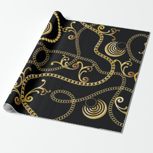 Naadloze gouden kettingpatrouillemode, Illustrator Cadeaupapier