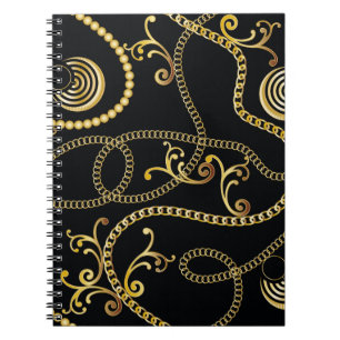 Naadloze gouden kettingpatrouillemode, Illustrator Notitieboek